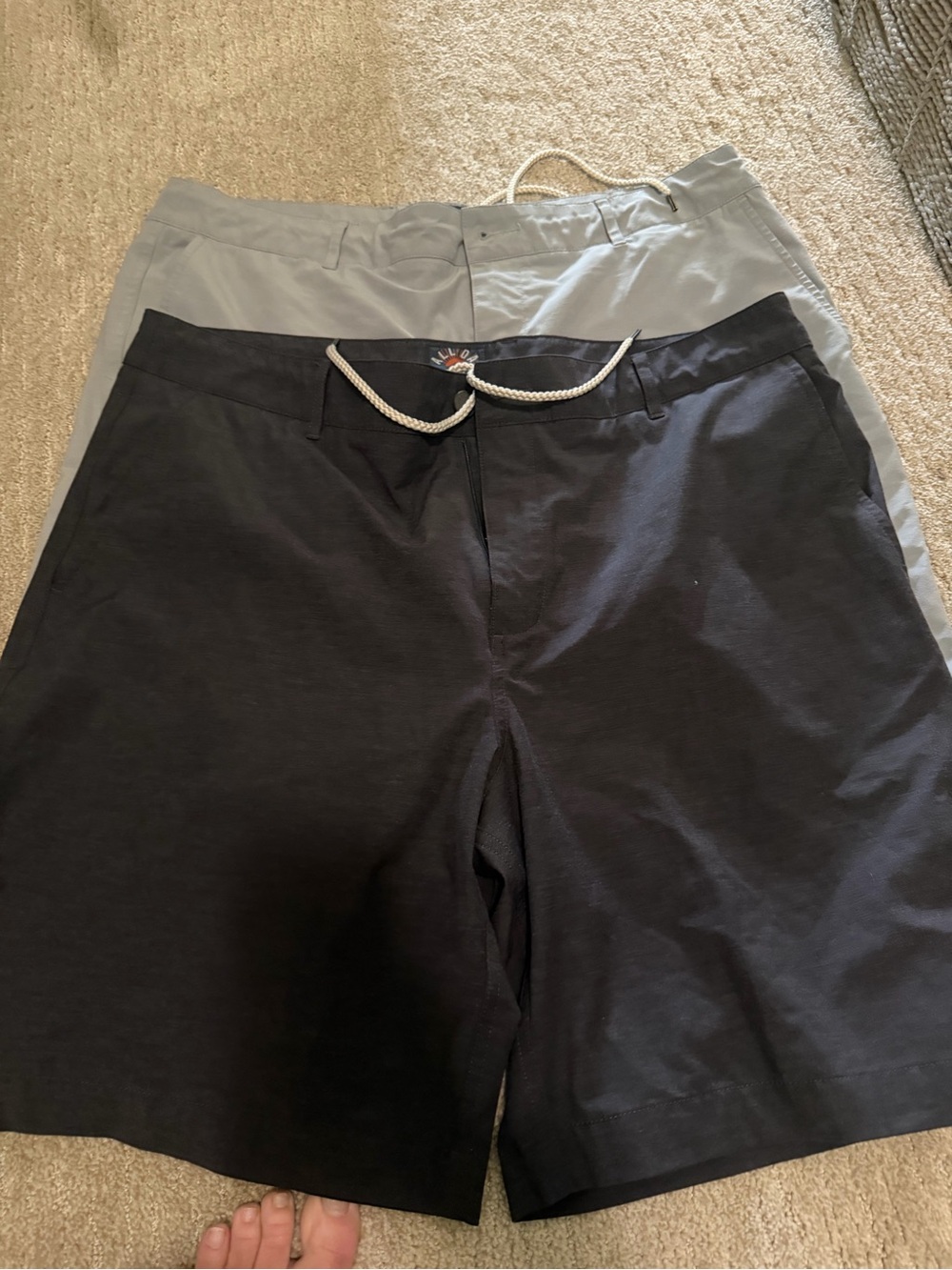 Faherty Black and Light Gray Hybrid Shorts